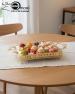 Elegant Gold Mirrored Serving Tray | Luxury Metal Centerpiece & Vanity Display