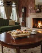 Elegant Gold Mirrored Serving Tray | Luxury Metal Centerpiece & Vanity Display