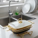 Luxury Black & Gold Ceramic Chafing Dish Set - 3 Sizes