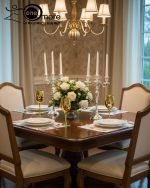 Luxury painted glass water set: 1 jug, 6 stemmed glasses with gold and vibrant color metallic finish.