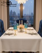 Royal Honeycomb beverage dispenser set with gold base and stemmed goblets in multiple colors (Red, Blue, White).