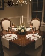 Luxury painted glass water set: 1 jug, 6 stemmed glasses with gold and vibrant color metallic finish.