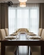 Elegant 7-piece glass water set by One More featuring one amber glass pitcher and six matching goblets, all decorated with a black and gold tulip design.