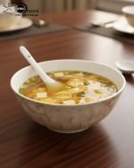 14-piece ceramic soup and ramen bowl set in four color variations: light blue, warm beige, sunset orange, and deep violet marble patterns, all including ceramic spoons and a large serving bowl.