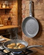 O.M.S Premium Granite Non-Stick Fry Pan Grey – Made in Turkey | Healthy Cooking with 90% Less Oil - Image 2