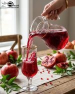 Pasabahce 7-piece glass water set featuring one clear jug and six stemmed glasses with elegant gold rims, displayed on a wooden surface.