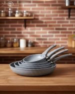 O.M.S Premium Granite Non-Stick Fry Pan Grey – Made in Turkey | Healthy Cooking with 90% Less Oil