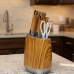 6-Piece Premium Faux-Wood Knife Set with Matching Universal Block