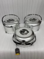 Three-piece insulated stainless steel hotpot set in 2L, 2.5L, and 3.5L capacities, featuring sleek designs in four different color options for food storage and serving.