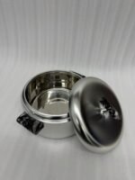 A set of three insulated stainless steel hotpots in 1L, 2L, and 3.5L sizes, featuring a sleek modern design and available in four different colors for kitchen and dining use.