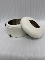 Three-piece insulated stainless steel hotpot set in 2L, 2.5L, and 3.5L capacities, featuring sleek designs in four different color options for food storage and serving.