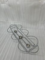 Three-section stainless steel food warmer from the Paramount Series featuring three 1.5L glass bowls with metal lids on a silver wire rack with tea light candle burners underneath.