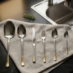 premium cutlery set, stainless steel flatware, gold accent utensils, 36 piece dining set, kitchen diningware, modern silverware, luxury table settings, cutlery set for home, dining room essentials, kitchen upgrade, durable flatware set, elegant kitchen utensils