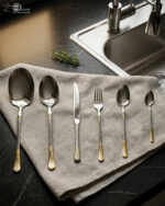 premium cutlery set, stainless steel flatware, gold accent utensils, 36 piece dining set, kitchen diningware, modern silverware, luxury table settings, cutlery set for home, dining room essentials, kitchen upgrade, durable flatware set, elegant kitchen utensils
