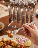 A high-quality 37-piece stainless steel cutlery set arranged neatly, including various spoons, forks, and knives, as displayed in 7.jpg.