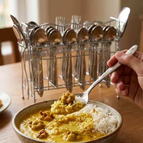 Elevate your dining table with this complete 53-piece cutlery set, expertly crafted to combine durability with timeless elegance. Made from high-quality stainless steel, this set is designed to resist tarnish and rust, ensuring your utensils maintain their shine for years to come. Whether you are hosting a formal dinner or upgrading your daily dining experience, this versatile set provides everything you need for service, organization, and style. Key Features Comprehensive 53-Piece Set: Includes everything required for a full table setting, neatly organized with an included stand for convenient storage and display. Premium Quality Material: Crafted from durable, corrosion-resistant stainless steel. Proudly Made in Pakistan: Supports local craftsmanship with high-grade manufacturing standards. Versatile Collection: Designed to handle every course, from soups and rice to main entrees. Set Breakdown: 12 x Table Spoons 12 x Tea Spoons 12 x Forks 12 x Knives 2 x Rice Serving Spoons 2 x Soup Serving Spoons 1 x Cutlery Stand