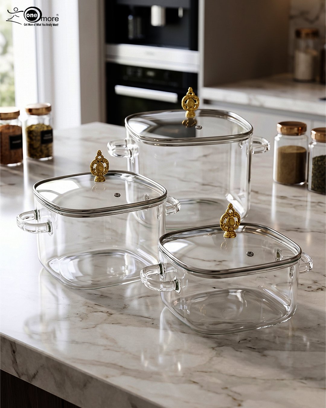 1 Square Glass Cooking Pots - Image 1