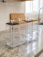 Luxury Acrylic Spice Jar Set with Metal Stand