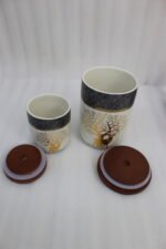 Ceramic Kitchen Jar Set with Wooden Lids and Display Stand - Image 4