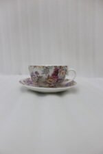 Elegant Ceramic Tea Cup and Saucer Set with Golden Stand - Image 3