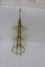 3-tier gold wire decorative metal baskets stand on a wooden table