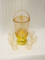 Luxury crystal-patterned acrylic drink dispenser with gold stand and 6 matching glasses