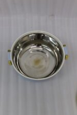3-piece luxury insulated hotpot set in light blue with gold trim and clear glass lids displayed on a marble kitchen countertop.
