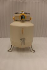 Bangor 5L cream insulated beverage cooler dispenser with stainless steel tap and foldable stand legs