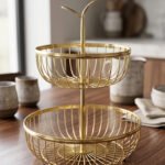 2-Tier Gold Wire Fruit Basket Holder