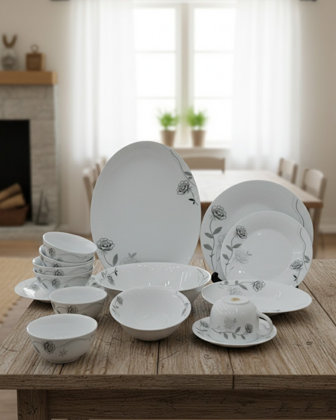 3 Elegant 36-Piece Opal Glass Dinnerware Set - Image 1