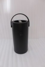 Matte black 2L bumper buffet burner holder with top handle placed on a kitchen countertop