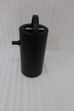 Matte black 2L bumper buffet burner holder with top handle placed on a kitchen countertop