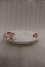 38 piece opal glass dinner set with vintage floral rose patterns on a wooden dining table