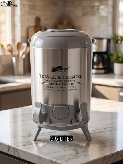 DAYDAYS 9.5 liter stainless steel hot and cold insulated water cooler dispenser with dual spigots and tripod legs
