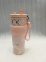 Floral Water Bottle with Straw & Strap - Image 4