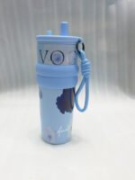Floral Water Bottle with Straw & Strap - Image 2