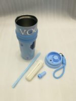 Floral Water Bottle with Straw & Strap - Image 3